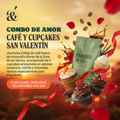 Combo Café y Cupcakes San Valentin